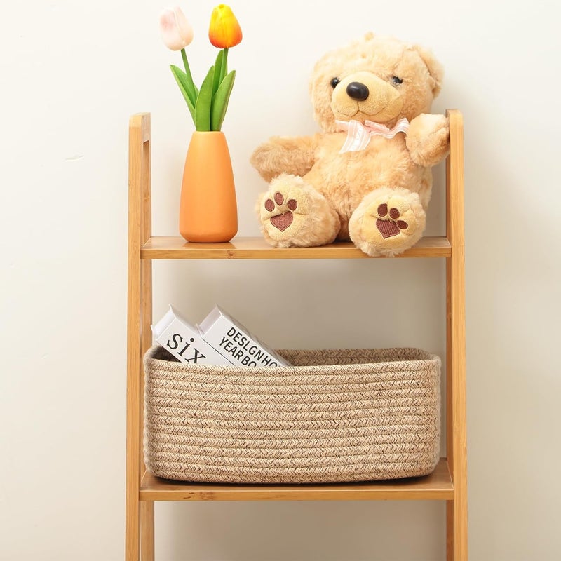 MiniArk Small Storage Baskets for Organizing | Closet Organizer Bins | Shelf Toy Basket | Woven Rope Baskets | Cube Decorative Box | Shallow Basket | 11.5x7.5x4.7” | 3 Packs Mixed Brown - Image 4